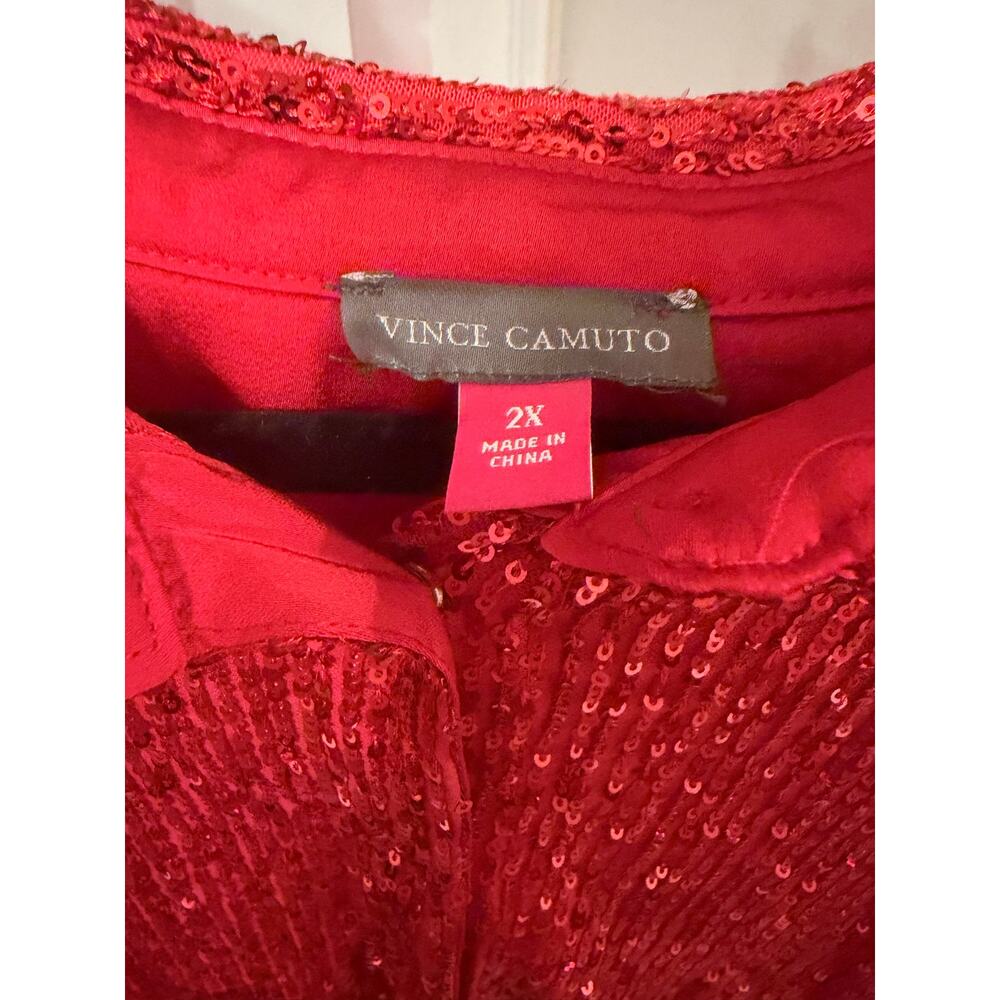 Vince Camuto Red Sequence Clip Closure Blouse Size 2X NWT - Picture 4 of 5